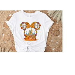 Minnie Fall Shirt, Mickey Ear Autumn Castle Shirt, Disney Fall Couple Shirt, Disney Fall Trip, Minnie Ear Pumpkin Tee, D