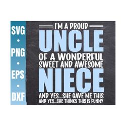 I'm a Proud Uncle Of a Wonderful Sweet and Awesome Niece SVG | Funny Gift For Uncle Cricut File | Commercial Use & Digit