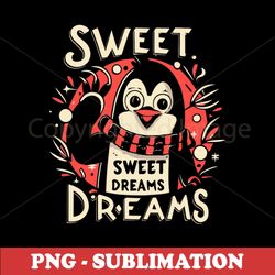 Halloween Vintage PNG Sublimation File - Sweet Dreams Penguin Freddy - Instant Digital Download