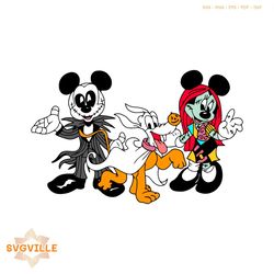 Funny Mickey Jack Minnie Sally Disney Halloween SVG File