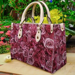 Floral bag and hand bag, Floral leather bag, Roses bag and handbag