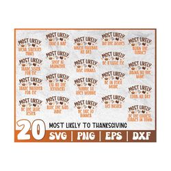 Thanksgiving Bundle Svg | Most Likely To Svg | Fall Sayings Svg Bundle | Hello Autumn Png | Thanksgiving Group Shirt Des