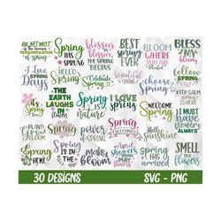 Spring SVG Bundle, Spring Svg, Spring Design for Shirts, Spring Quotes, Hello Spring Svg, Spring Cut Files, Cricut, Png,