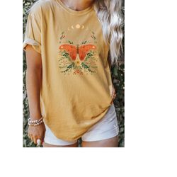 Celestial boho butterfly shirt, magical beetle tshirt, mystical butterfly, vintage flowers comfort colors tee, vintage b