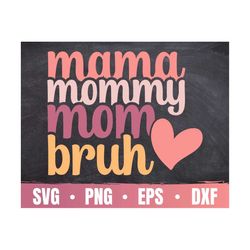 Mama Mommy Mom Bruh Svg | Mother's Day Svg | I Went From Mama To Mommy To Mom To Bruh File For Cricut | Commercial Use &