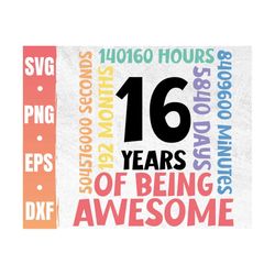 16th Birthday Svg | 16 Years Old Birthday Party Cricut File | Happy 16th Bday | Awesome Since 2006 | Commercial Use & Di