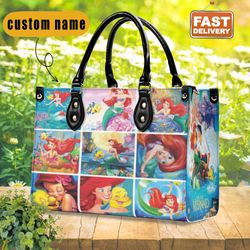 The Little Mermaid Leather Handbag, Little Mermaid Cartoon Handbag, Disney Fan Gift