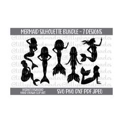 Mermaid Svg Bundle, Mermaid Clipart, Mermaid Png, Mermaid Silhouette Svg, Mermaid Vector, Mermaid Dxf, Mermaid Svg Cricu