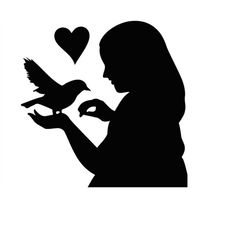 Girl Petting A Bird Clip Art Png Clipart Girl Petting A Bird Picture Clipart Scrapbooking Svg Cut File Commercial Use