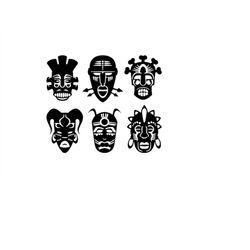 Tribal Masks Svg Mask Svg Tribal Svg Silhouette, Vector Tattoo image Png Dxf Svg For File Decal Image Cnc Laser Cutter C