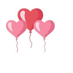 Hearts Balloons Instant Download, Hearts Balloons Cutting Clipart, Hearts Balloons Digital Cut File, Hearts Balloons Eng