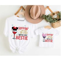 Minnie and Daisy Shirts, Disney BFF Shirt, Sippin Around The World, With My Bestie, Disney Bestie Shirt, Mama and Mini T