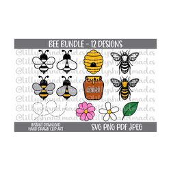 Bee Svg Files, Bee Clipart, Bumblebee Svg, Bumblebee Clipart, Bee Hive Svg, Beehive Svg, Bee Vector, Honey Bee Svg, Hone