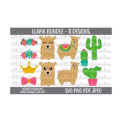 Llama Svg Files, Llama Face Svg, Llama Png, Llama Vector, Llama Clipart, Mama Llama Svg, Flower Crown Svg, Cactus Svg, S