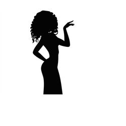A Beautiful Lady With Big Hoop Earrings Gently Pointing at Something Black Woman Clip Art Digital File Commercial Use