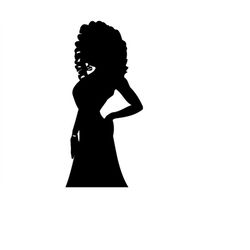 Cute Black Lady With Long Curly Hair Picture Cut File and Clipart For Crafting Commercial Use