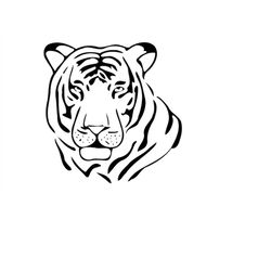 Tiger Head Svg Tiger Outline Svg, Silhouette Cutting File Clipart Svg Dxf Png Laser Cut File Tshirt Vector Clip Art Engr