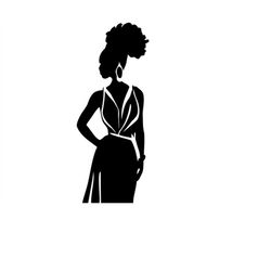 Pretty Woman Clip Art Svg Clipart Printable Beautiful Black Lady Modeling a Dress Digital File Download Commercial Use