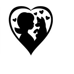 Young Little Girl And a Puppy Framed In a Heart Clip Art Cut File Svg Clipart Picture Webp Design Pdf Image Commercial U