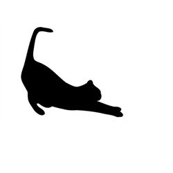 Cat Svg Stretching Cat Svg Kitty Silhouette Cutting File Clipart Svg Dxf Png Art Cnc Laser Cut File Tshirt Vector Clip A
