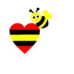 Valentine Bee Silhouette Svg, Valentine Bee Cut File, Valentine Bee Printable, Valentine Bee Download svg dxf pdf png we