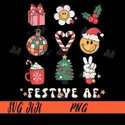 Christmas Festive AF PNG, Retro Xmas Vibes PNG, Holiday Christmas PNG