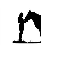 Girl & Horse Svg Silhouette Horse Lover Clipart File Horse Cutting File Clip Art Vector