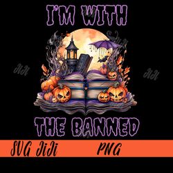 I'm With The Banned PNG, Halloween Books PNG, Halloween Pumpkin PNG
