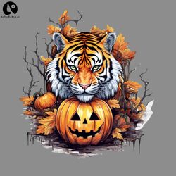 Halloween Tiger with Pumpkin Halloween PNG Download