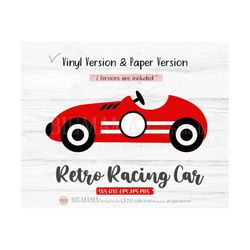 Racing Car SVG,Layered,Paper,Race,Retro,Birthday,Topper,Boy,Kids,DXF,Cut file,Vinyl,Transportation,Cricut,Vehicles,Insta