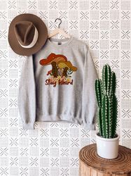Stay Weird Sweatshirt, Vintage Mushroom Sweater, Retro Fall Hoodie, Halloween Sweater For Women, Bohemian Flower Gift