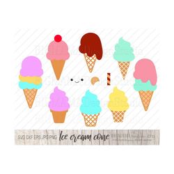 Ice cream cone SVG,DXF,Dessert,Food,Kids,Girls,Boys,Children,Summer,Cricut,Silhouette,Digital,Commercial use,Instant dow