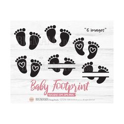 Baby Footprint SVG,DXF,Feetprints,Birthday,PNG,Bundle,Monogram,Bundle,Split Name Frame,Kids,Vinyl,Cricut,Silhouette,Inst