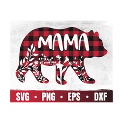Mama Bear Buffalo Plaid SVG | Christmas Mommy Gift SVG For Mama Bear | Blessed Mama bear | Commercial Use & Digital Down