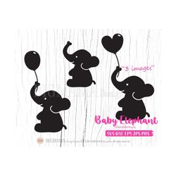 baby elephant svg,elephant svg file,svg cut file,balloon,heart,baby shower,svg files for cricut,party,silhouette,instant