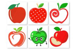Apple embroidery design Set. Fruit embroidery design
