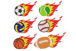 sports balls - football, basketball, baseball, soccer ball, tennis ball - machine embroidery designs