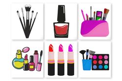 Cosmetics Machine Embroidery Design, Makeup Embroidery Pattern. Beauty Products Embroidery