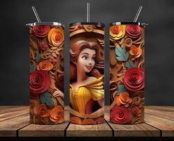 Princess Disney Tumbler Wrap, 3D Cartoon Tumbler Wrap, 20oz Skinny Tumbler Designs 32