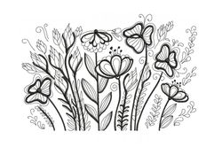 Wild flower Garden Machine Embroidery Design, Floral Meadow Flower Botanical Instant Download