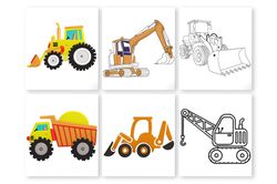 Construction Vehicles Machine Embroidery Design
