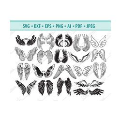 Wings Svg Bundle, Angel Wings Svg, Feather wing Svg, Wings cricut svg, Wings Angel clipart, Wings cut file, Heaven Svg,