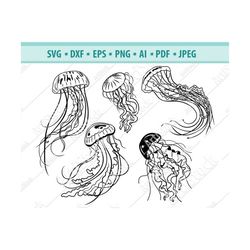 Jellyfish SVG File, Medusa Svg, Jellyfish Clipart, Ocean animals Svg, Nautical Svg, Jellyfish Files for Cricut, Sea Dxf,