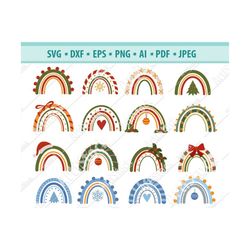 Christmas Rainbow Svg, Merry Christmas Svg, Rainbow Svg, Holiday Rainbow Svg, Festive Rainbow Svg, Rainbow clipart, Png,