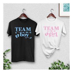 gender reveal shirt, team girl shirt, team boy tee, pink or blue t-shirt, baby announcement tee, baby shower shirt, preg