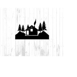 Cabin In the Mountains Clipart Image Digital File, Cabin Mountain Clipart