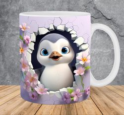 3D Baby Penguin Hole In A Wall Mug