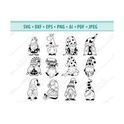 Gnome SVG, Cute Garden Gnome SVG, Nordic Gnome Svg, Gnome Clipart, Holiday Gnome svg, Christmas Gnomes Svg, Cut File, Si