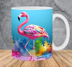 3D Flamingo Puzzle Pieces Mug