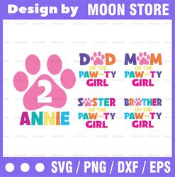 Personalized Name And Family Matching Paw Birthday Svg, Funny Dog Paw Animal Personalized Birthday Svg, Digital Download